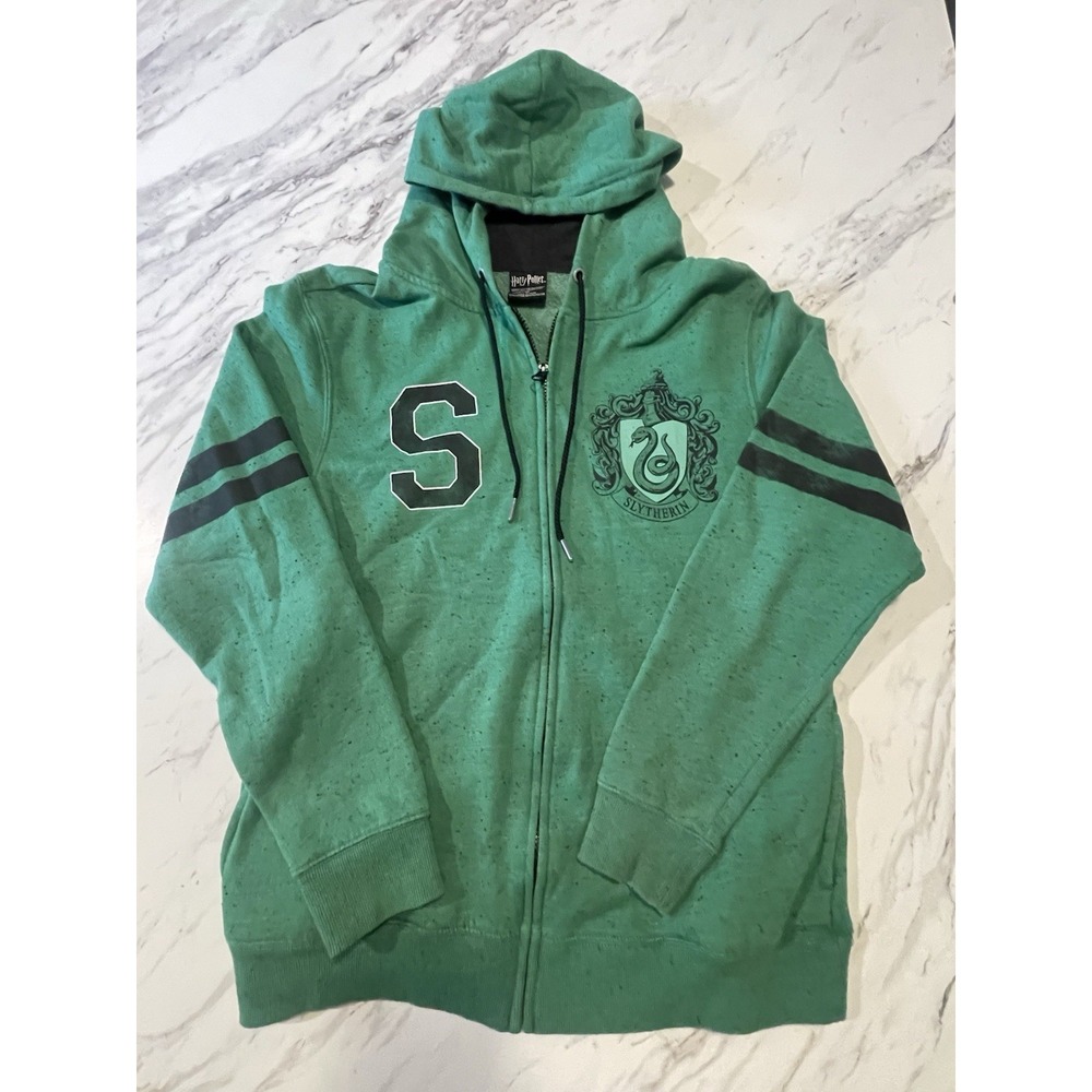 Harry Potter Slytherin Green Hoodie Jacket —Medium Wizarding World Zipper Hooded